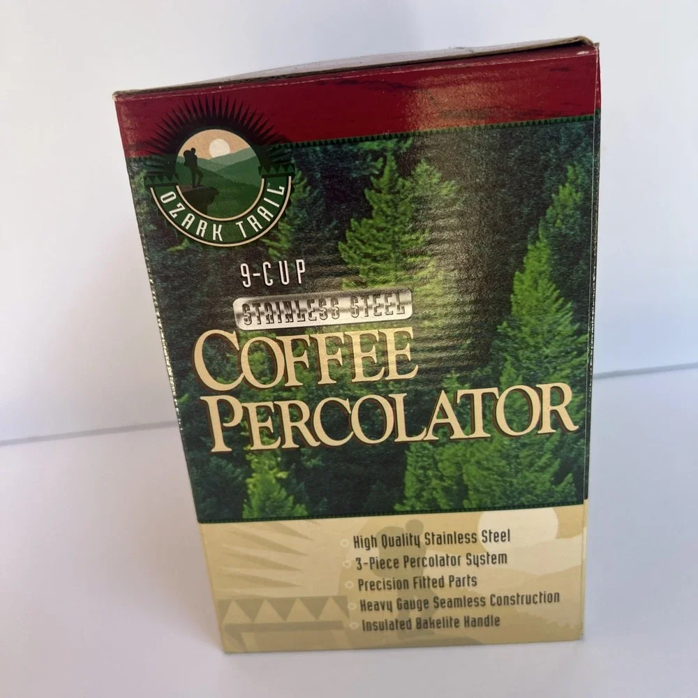 New Ozark Trail 9 Cup Stainless Steel Coffee Percolator Camping Pot